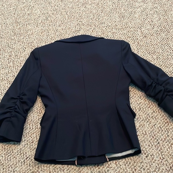 Sine Anthropology Navy Wool Blazer. Cinched Sleeves. Double Breasted. Size 0 - Picture 7 of 12